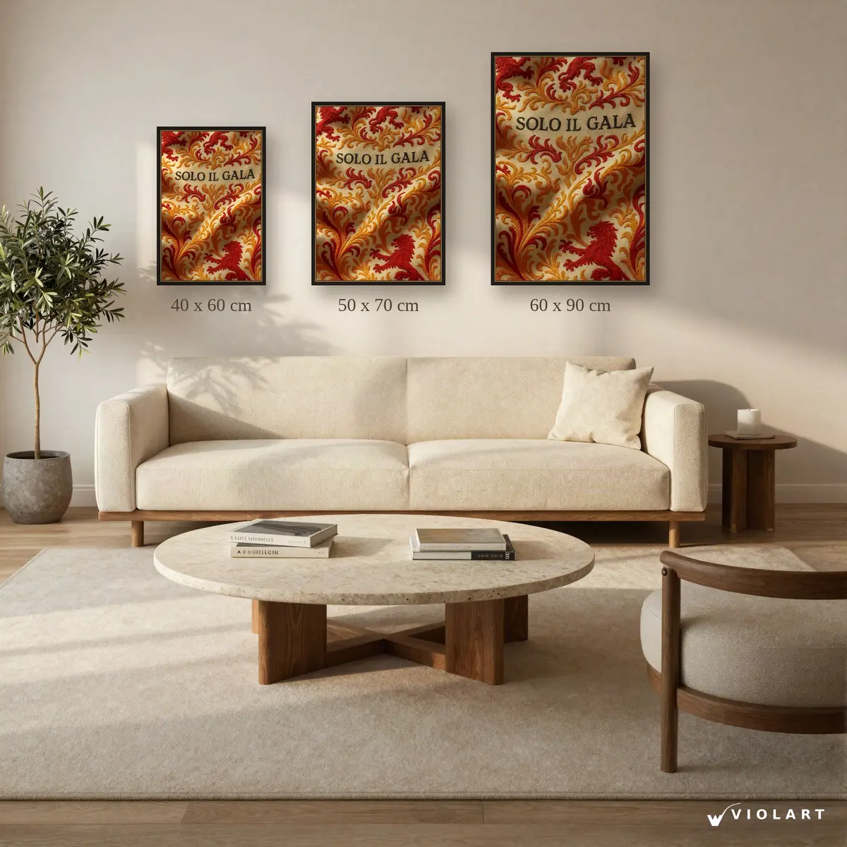 Solo Il Gala tablosu 40x60, 50x70 ve 60x90 cm ölçü karşılaştırması