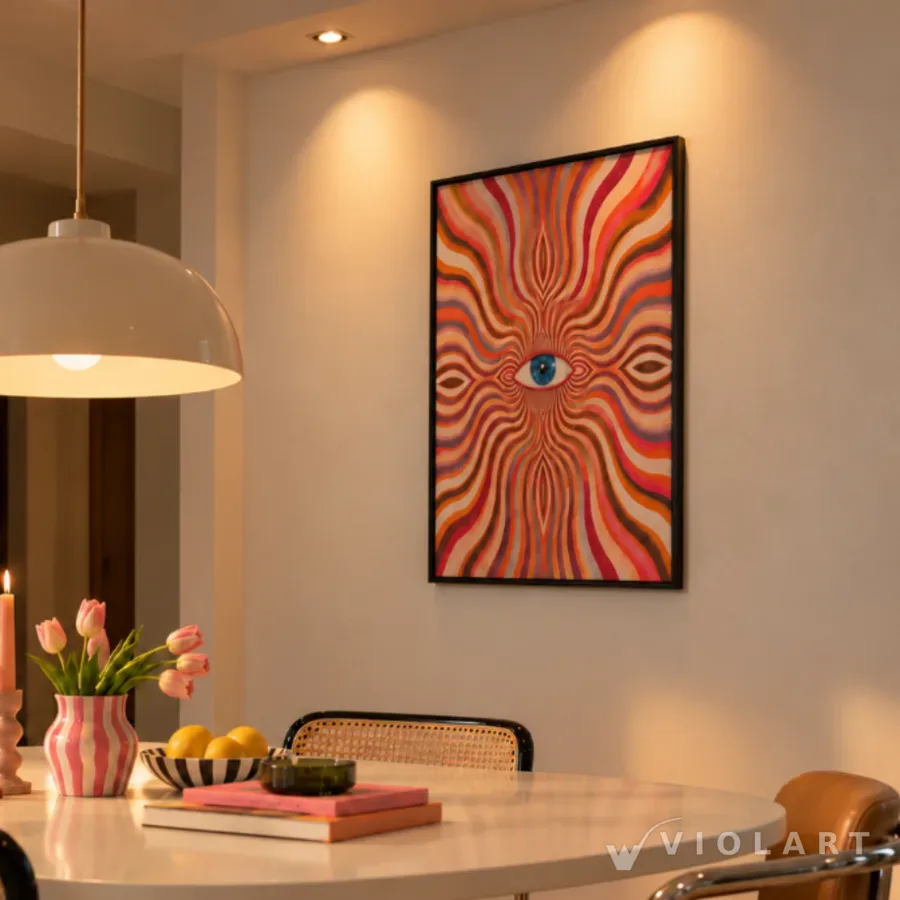 Hypnotica tablosu salon duvarında, siyah çerçeveli