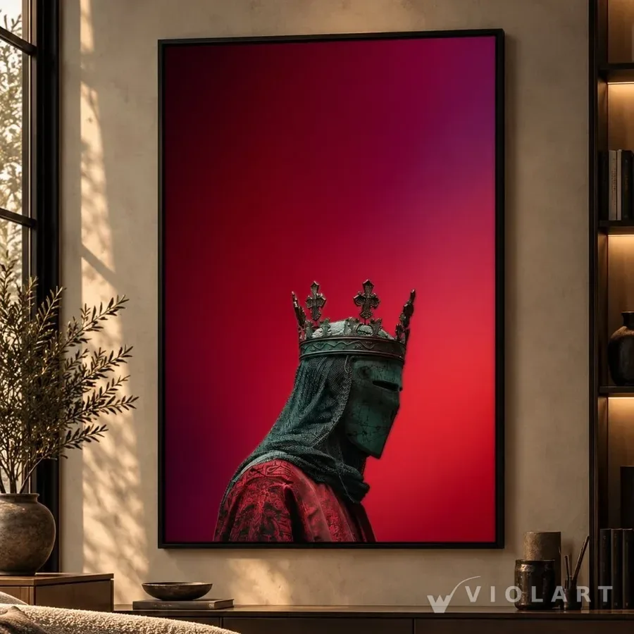 Kızıl Taht tablosu salon duvarında, siyah çerçeveli